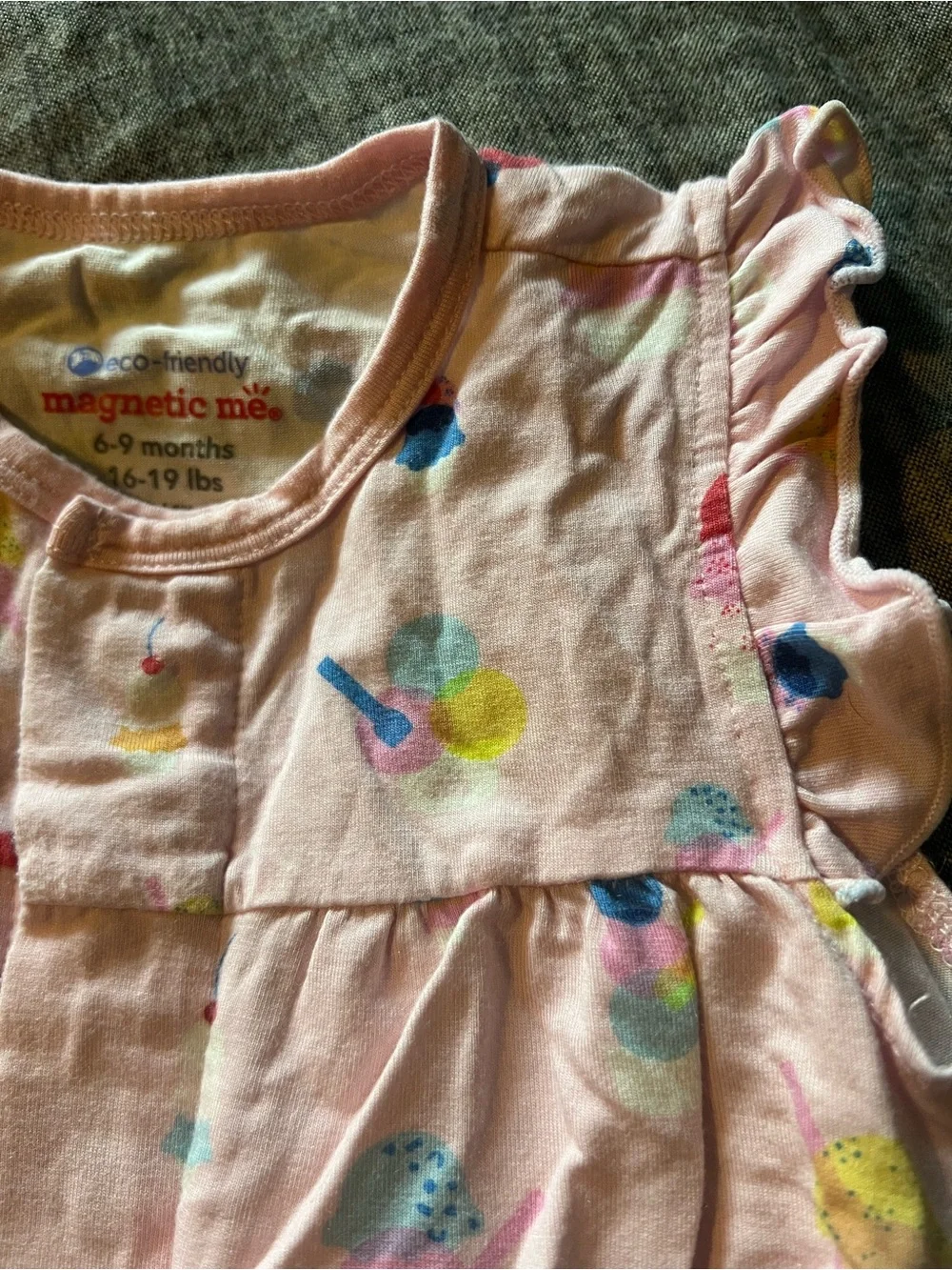Baby Girls Pink Ice Cream Print Romper